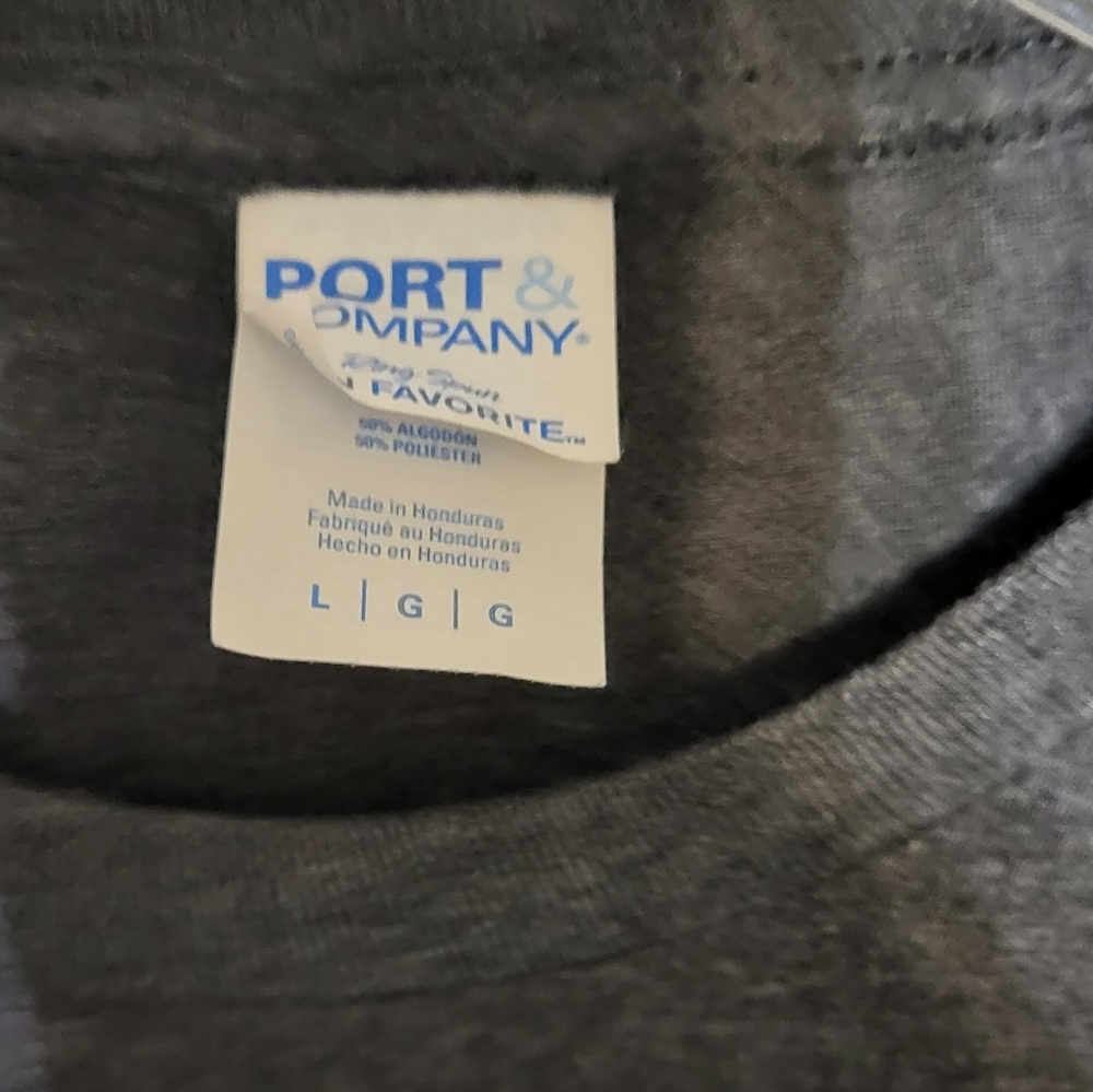 Port & Company Men's Dark Heather Gray Patriotic Short Sleeve T-Shirt Size Large - Picture 3 of 6